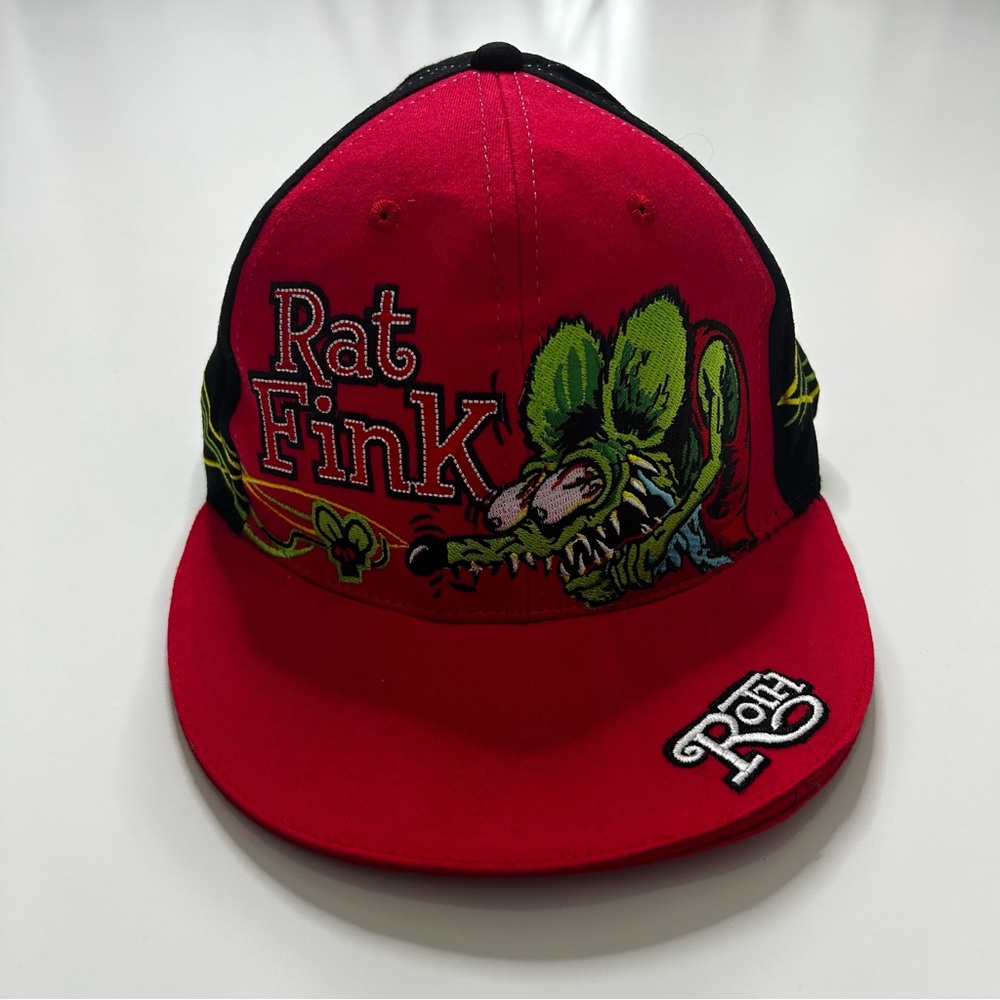 Ed Roth Rat Fink Hat Flex Fit Flat Bill Cap Y2K One Size